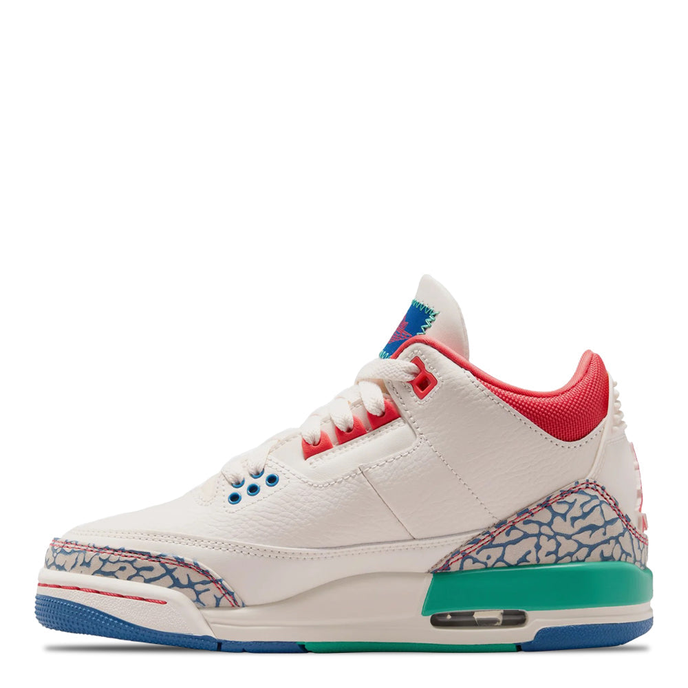 Big Kid's Air Jordan 3 Retro Play Your Way Chalk/Track Red/True Blue/Kinetic Green IO2076-100