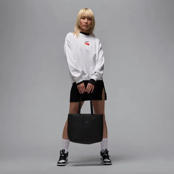 Women's Jordan Brooklyn Fleece Crew-Neck Sweatshirt - White/Red