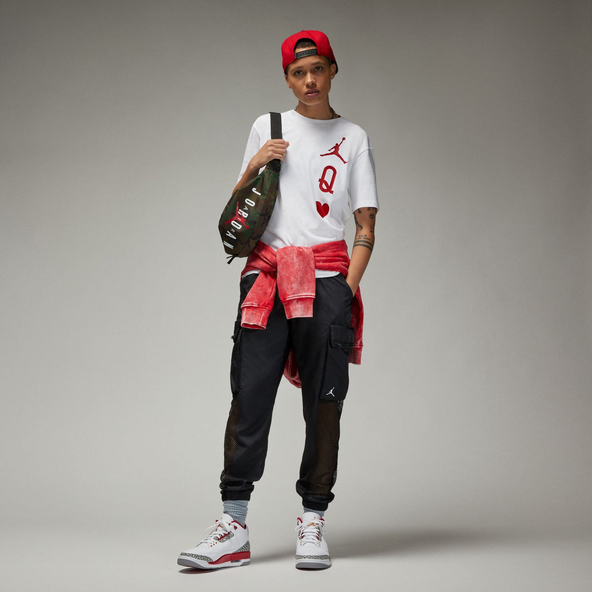 Women's Jordan Flight T-Shirt - White/Gym Red