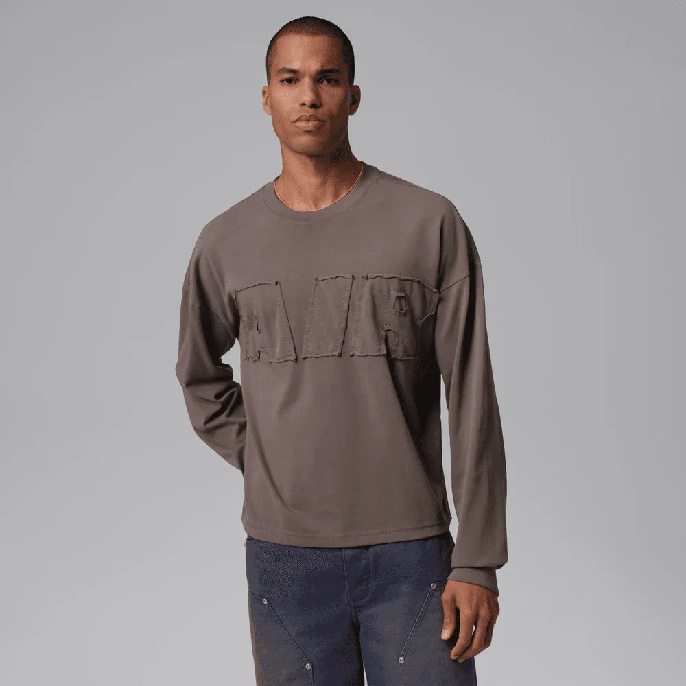 Men's Air Jordan M J Oversized Long Sleeve Tee - Cave Stone