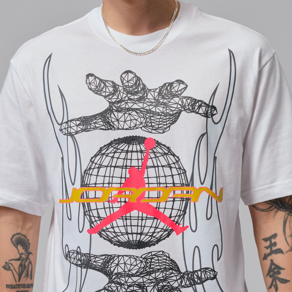 Men's Jordan Hands Graphic T-Shirt - White/Infrared 23
