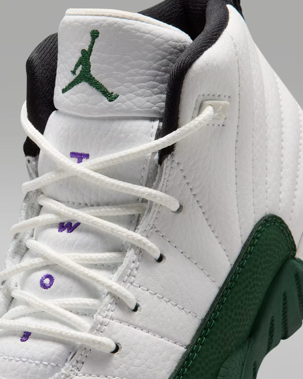 Little Kid's Air Jordan 12 Retro Bucks Summit White/Gorge Green-Black-Fierce Purple 151186-103