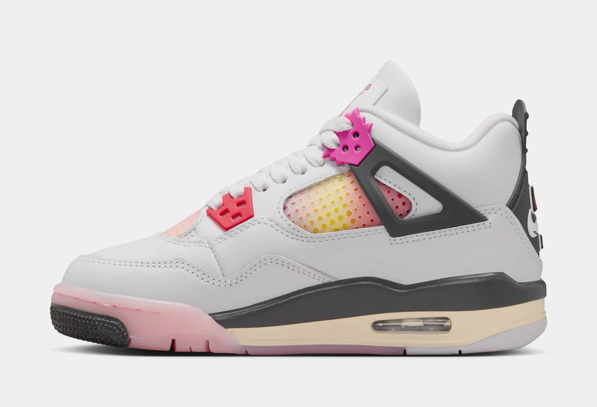 Big Kid's Air Jordan 4 Retro Comic Off White/Anthracite/Neutral Grey/Fire Pink/Light Arctic Pink/Muslin IO2361-100