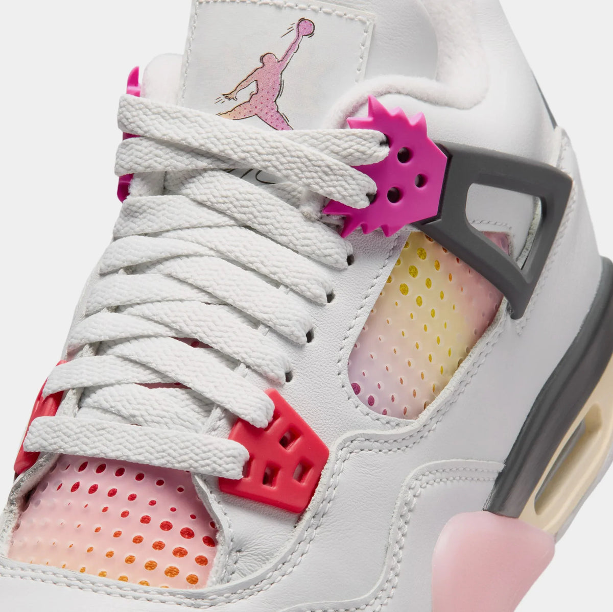 Big Kid's Air Jordan 4 Retro Comic Off White/Anthracite/Neutral Grey/Fire Pink/Light Arctic Pink/Muslin IO2361-100
